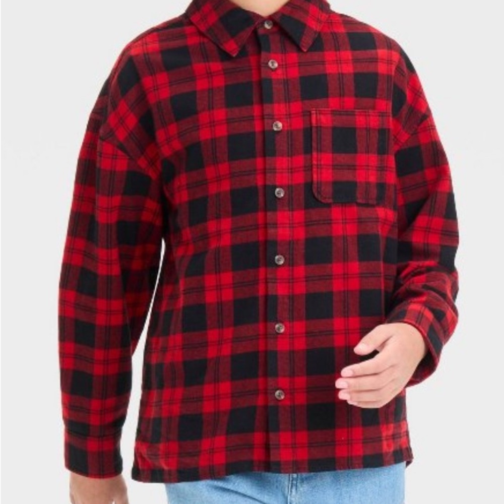 Art Class Red and Black Plaid Button Down Shirt